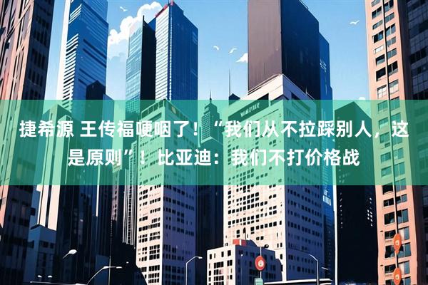捷希源 王传福哽咽了！“我们从不拉踩别人，这是原则”！比亚迪：我们不打价格战